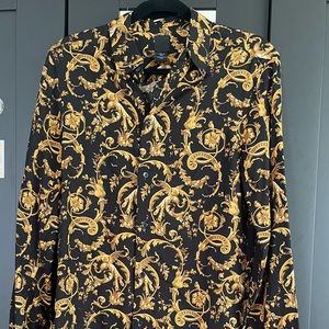Baroque design long sleeve button down shirt